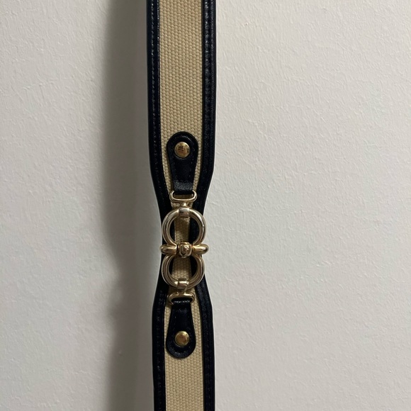 Beige and navy blue canvas belt. Size L - Picture 5 of 5